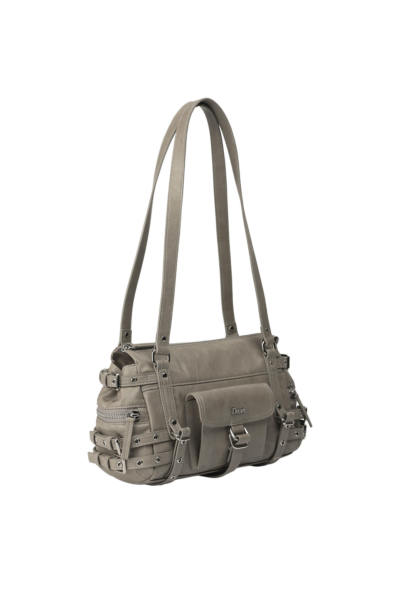 Deinet - Belted Pocket Mini Shoulder Bag (Grey) product image 2 | TRAB K-Fashion Australia