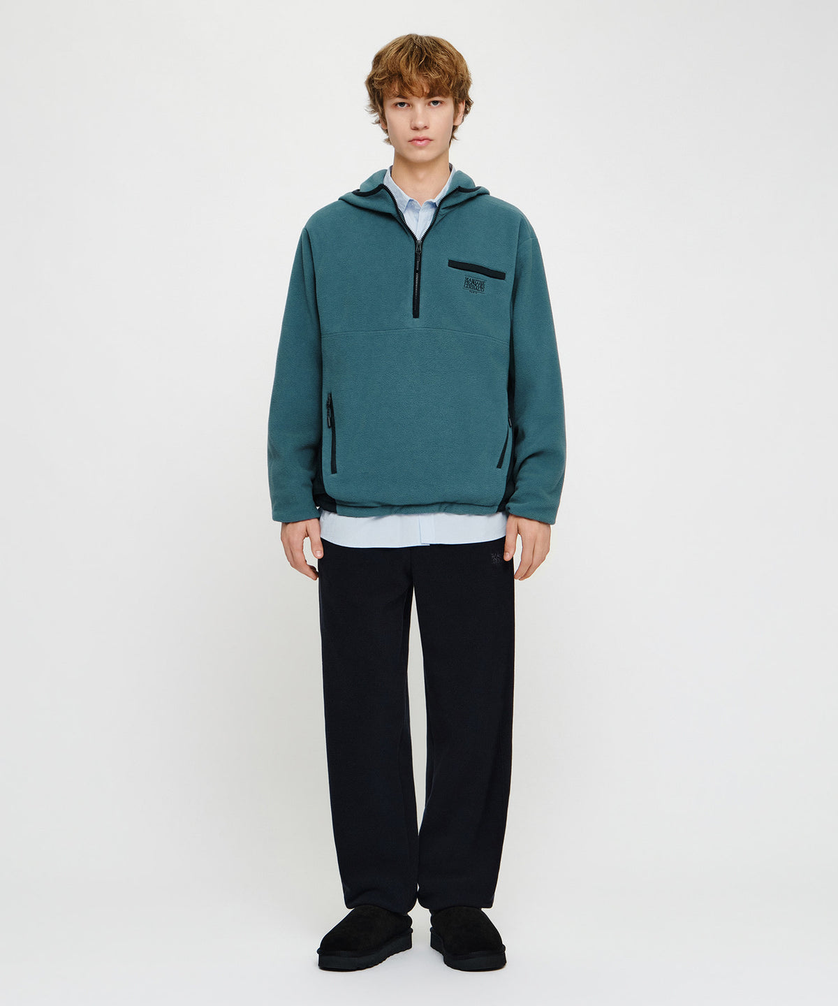 Marithe & Francois Girbaud - Small Classic Logo Fleece Hoodie Anorak (Teal) product image 6 | TRAB K-Fashion Australia