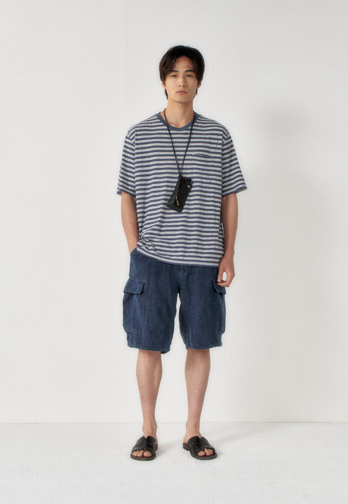 Art if acts - Linen Stripe Pocket Tee (Navy) product image 1 | TRAB K-Fashion Australia