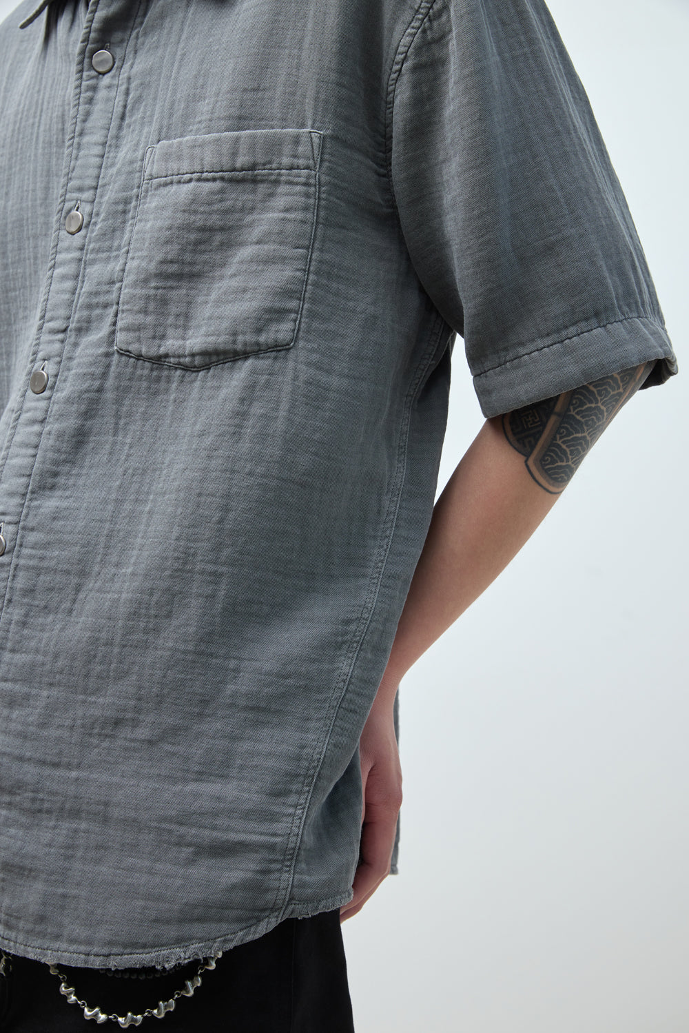 Hatchingroom - Loosed Shirt Double Face (Charcoal) product image 12 | TRAB K-Fashion Australia