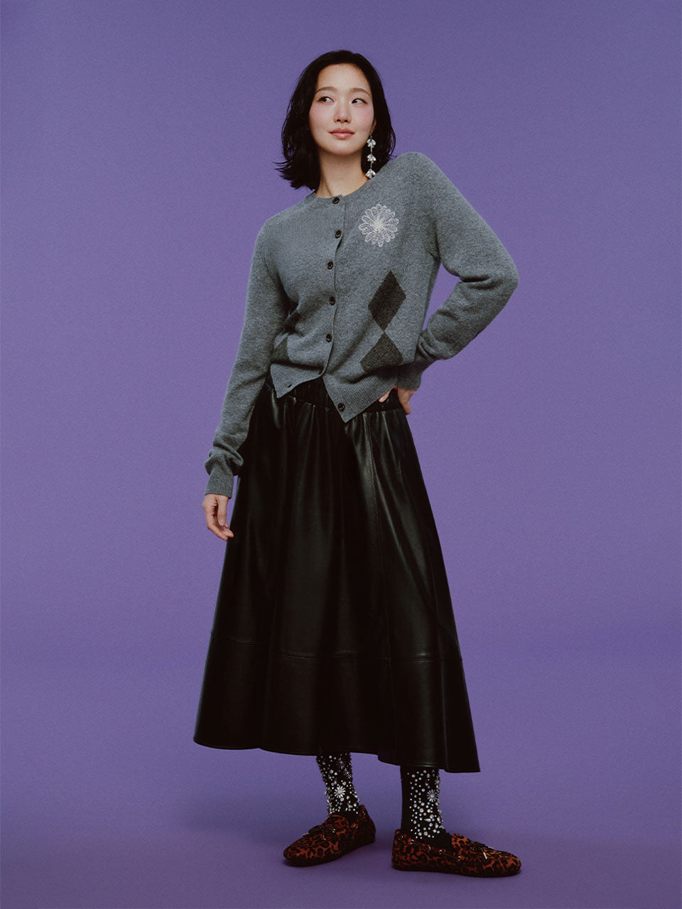 Mardi Mercredi - Lambskin Gathered Skirt (Black) product image 1 | TRAB K-Fashion Australia