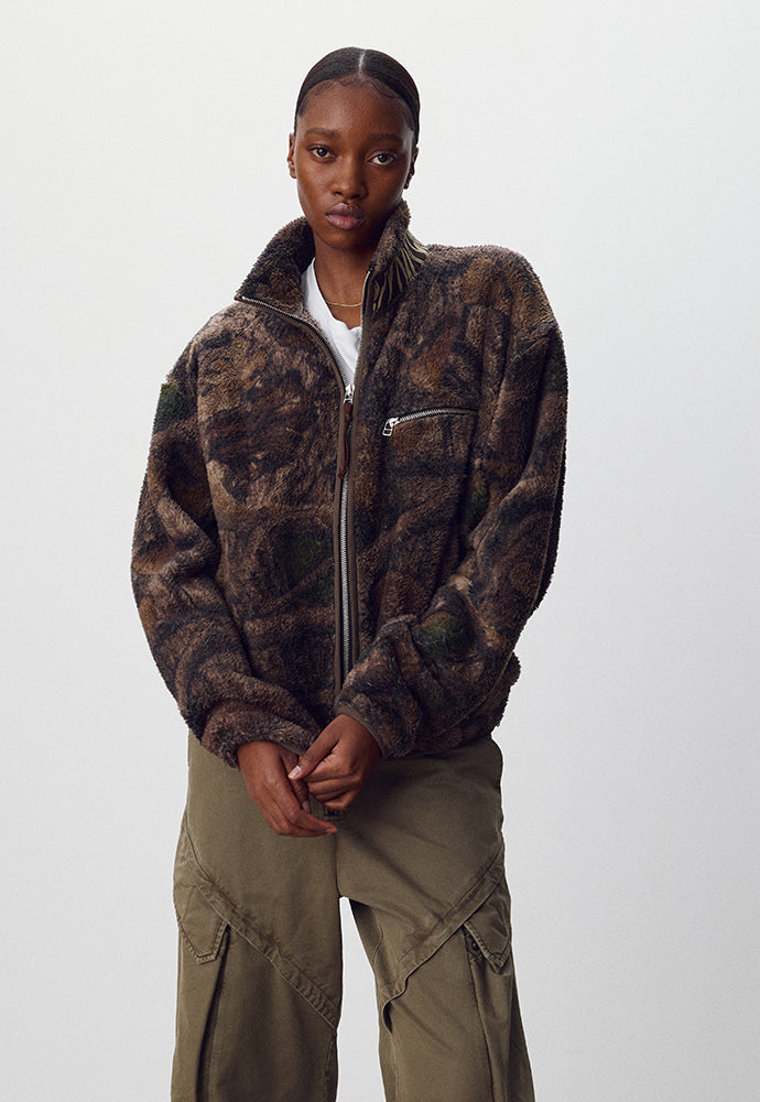 Tonywack - Leaf Camo Printed Fleece Jacket (Brown) product image 5 | TRAB K-Fashion Australia