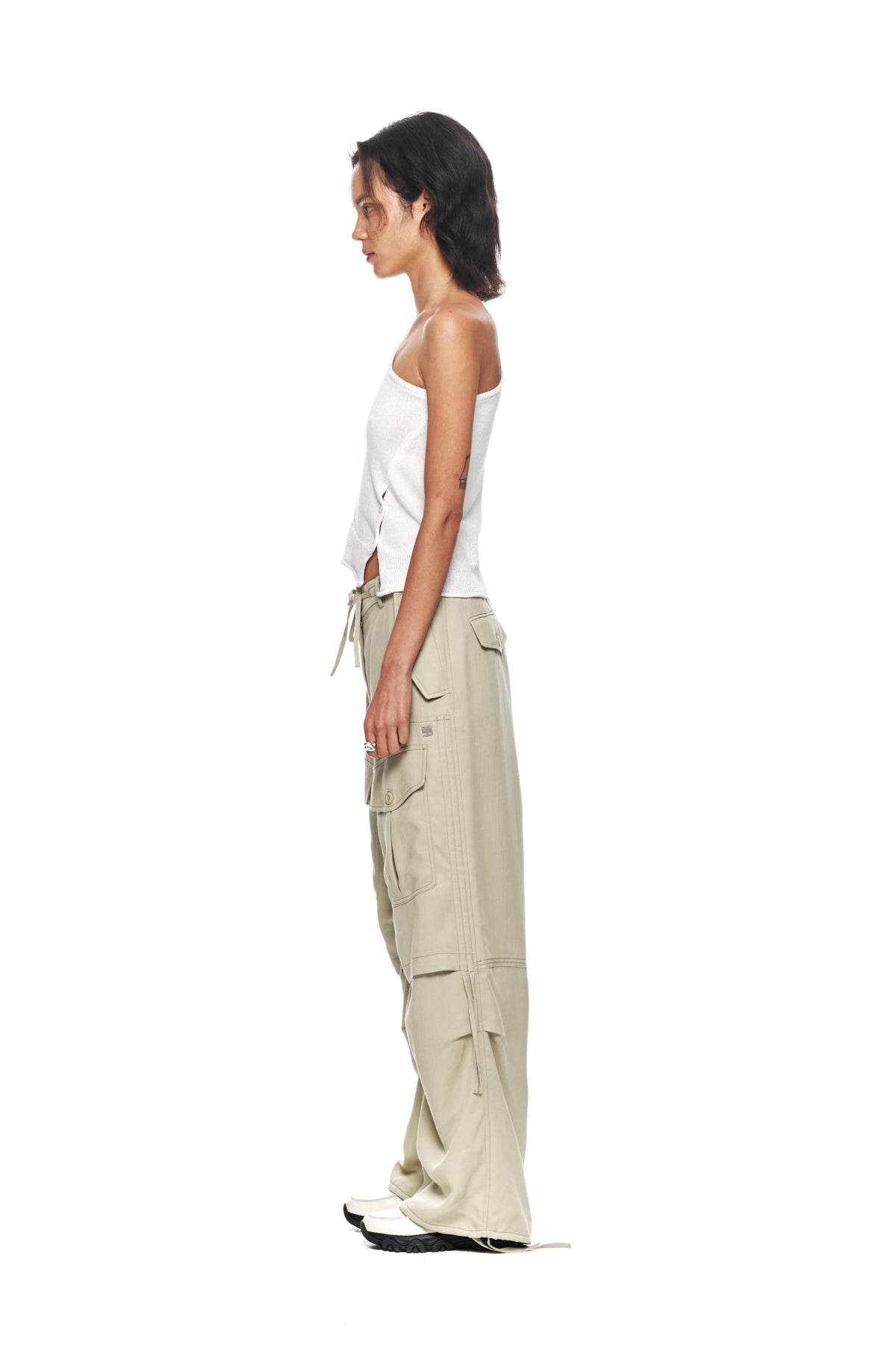 Matin Kim - Rayon String Cargo Pants (Light Khaki) product image 7 | TRAB K-Fashion Australia