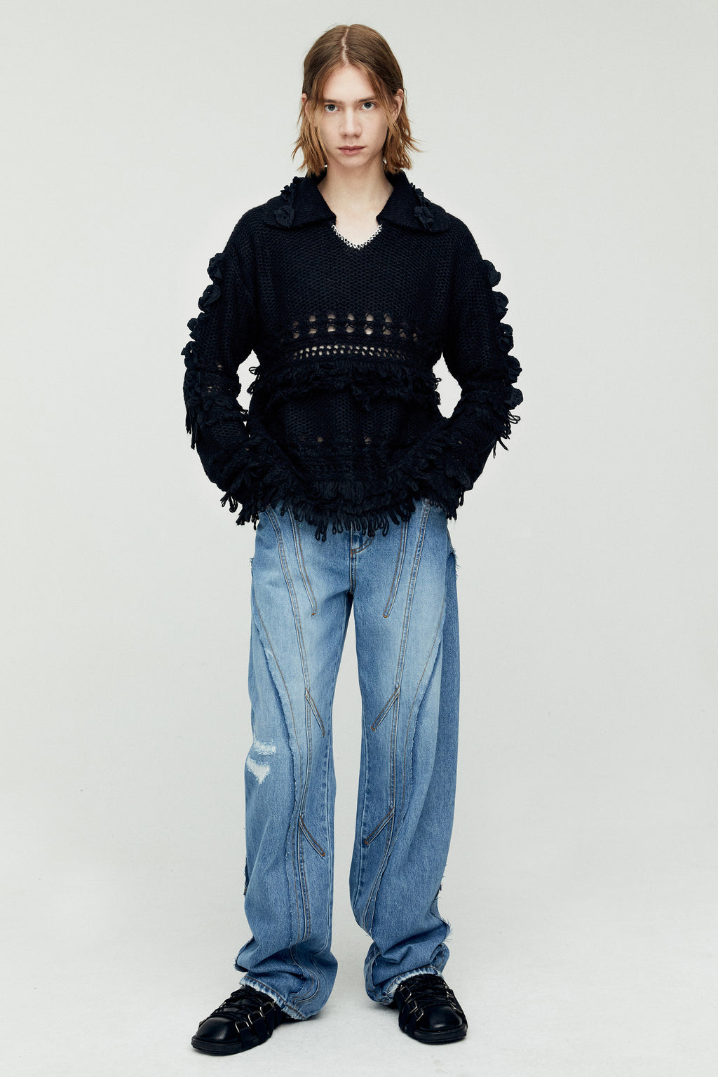 Andersson Bell - Loches Flower Polo Sweater (Black) product image 5 | TRAB K-Fashion Australia