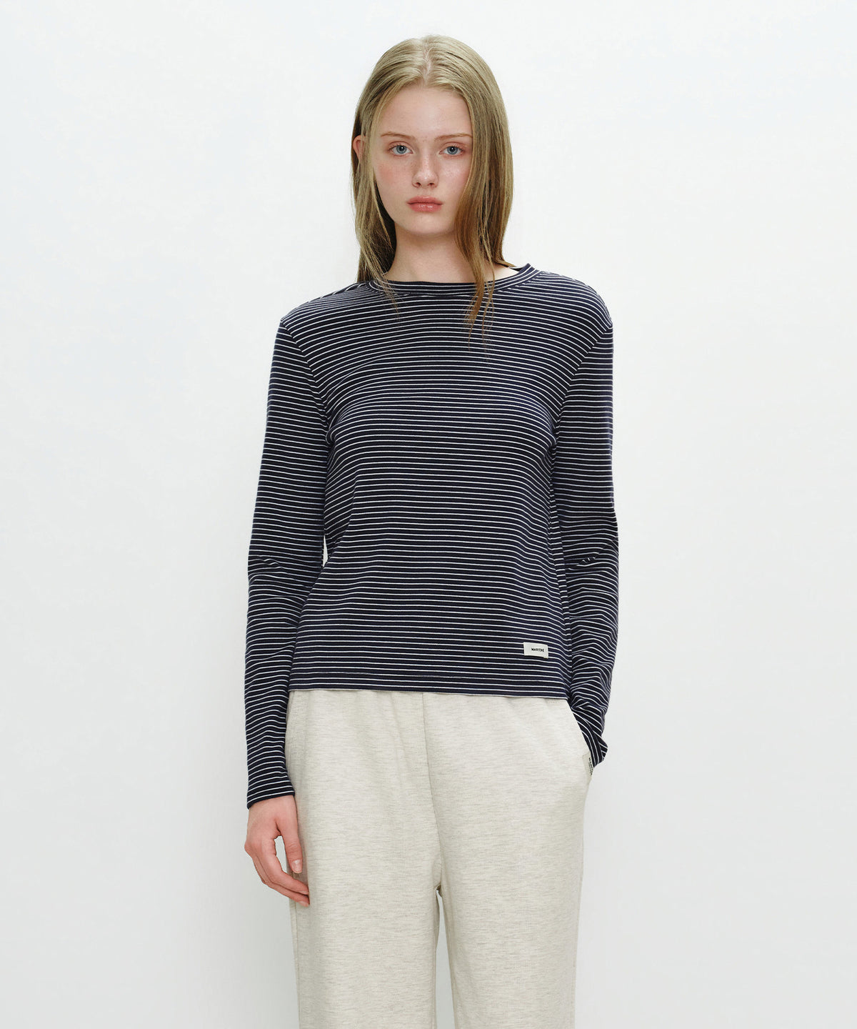 Marithe & Francois Girbaud - Basic Long Sleeve (Navy Stripe) product image 1 | TRAB K-Fashion Australia