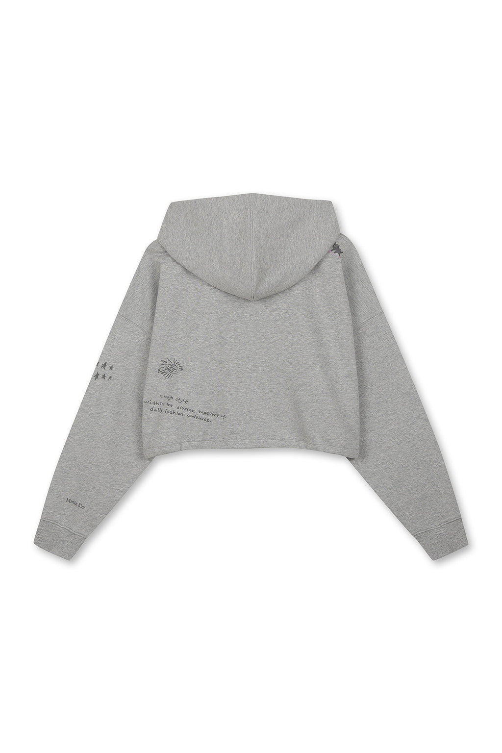 Matin Kim - Graffiti Artwork Crop Hoody Zip Up (Grey) product image 5 | TRAB K-Fashion Australia
