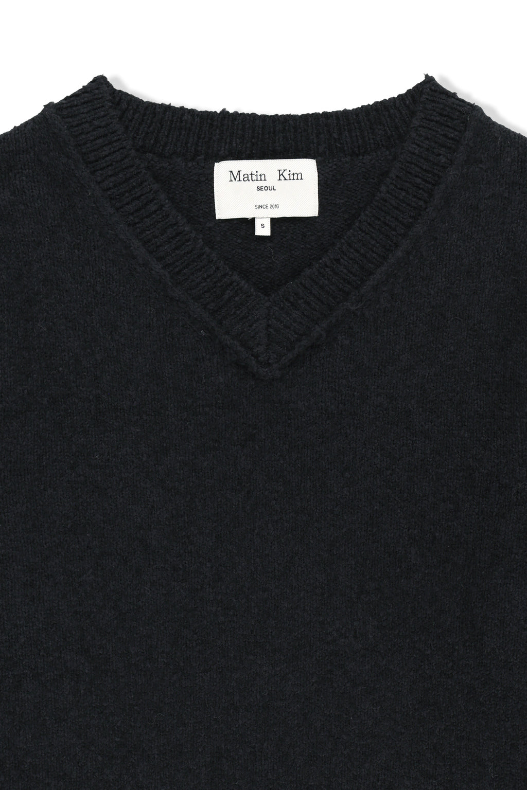 Matin Kim - Distressed Hem V Neck Knit Pullover (Dark Navy) product image 3 | TRAB K-Fashion Australia