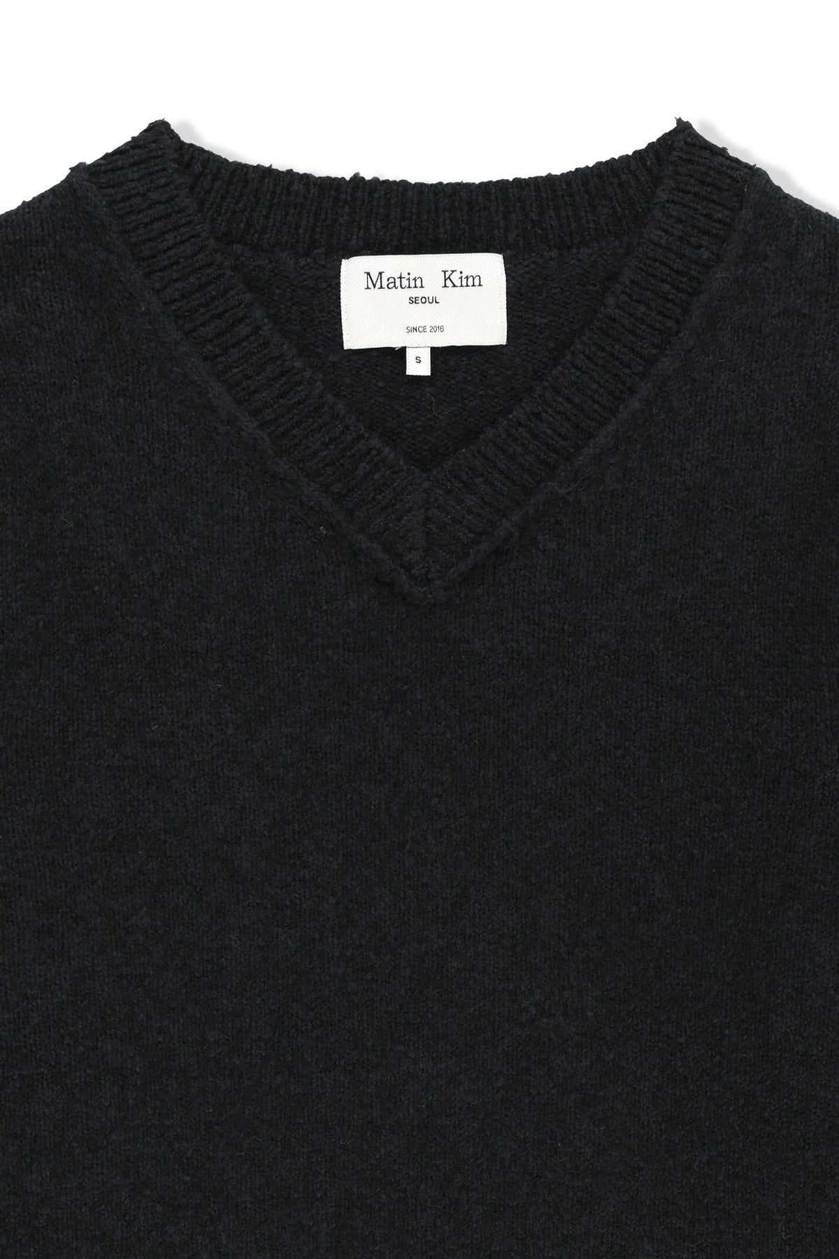 Matin Kim - Distressed Hem V Neck Knit Pullover (Dark Navy) product image 3 | TRAB K-Fashion Australia