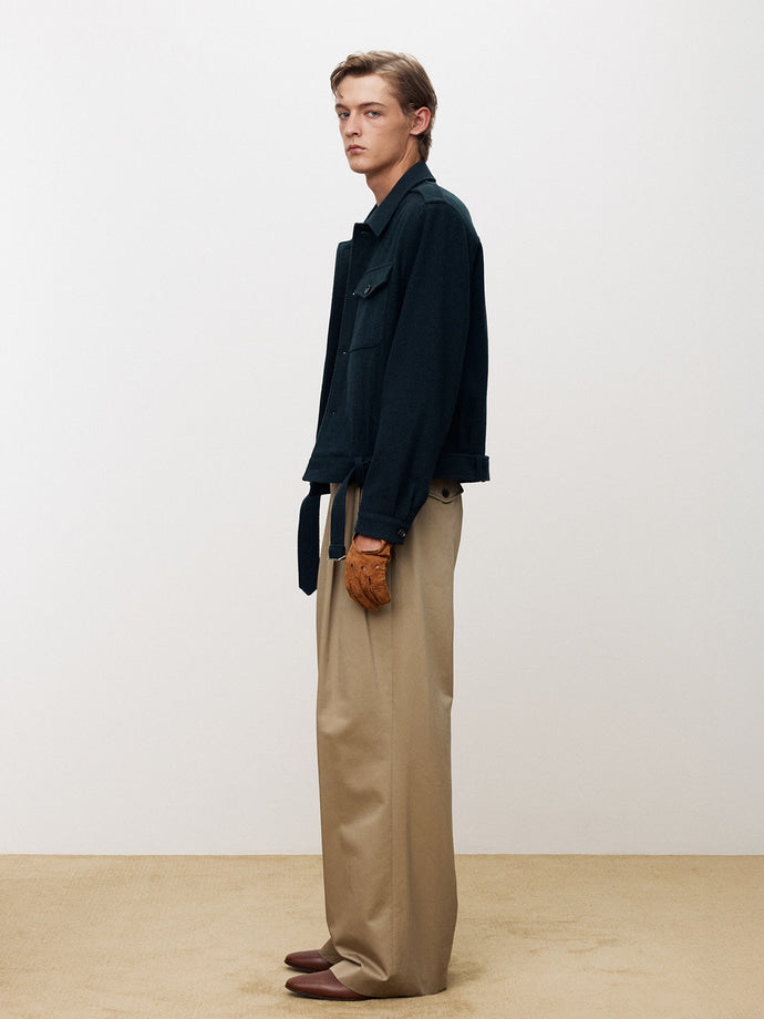 Tonywack - Cotton-Drill Wide Leg Pleated Trousers (Beige) product image 3 | TRAB K-Fashion Australia