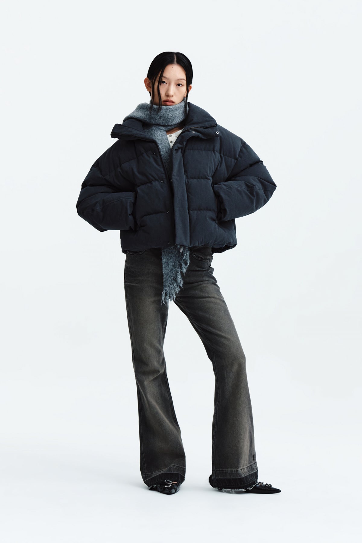 Matin Kim - Cotton Washed Puffer Duck Down Jumper (Charcoal) product image 9 | TRAB K-Fashion Australia