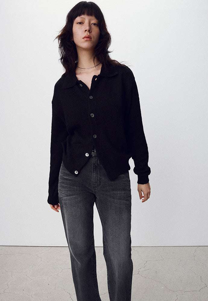 Tonywack - Baby Alpaca Mohair Collar Cardigan (Black) product image 4 | TRAB K-Fashion Australia