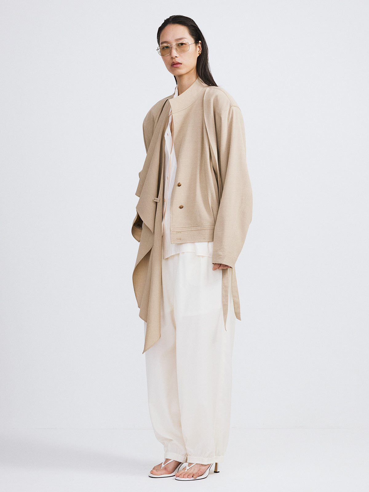 Recto - Draped Scarf Detail Jumper (Sand Beige) product image 2 | TRAB K-Fashion Australia