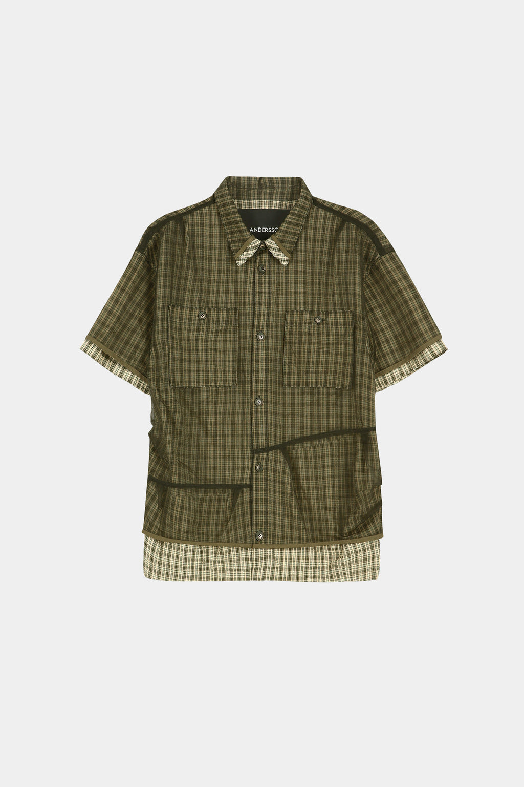 Andersson Bell - Check Sheer Layered Shirt (Green) product image 7 | TRAB K-Fashion Australia