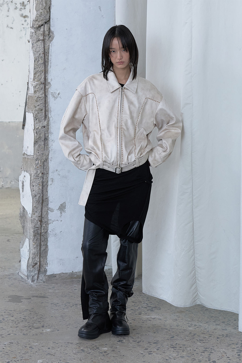 Deinet - Stitch Bomber Jumper (Ivory) product image 5 | TRAB K-Fashion Australia
