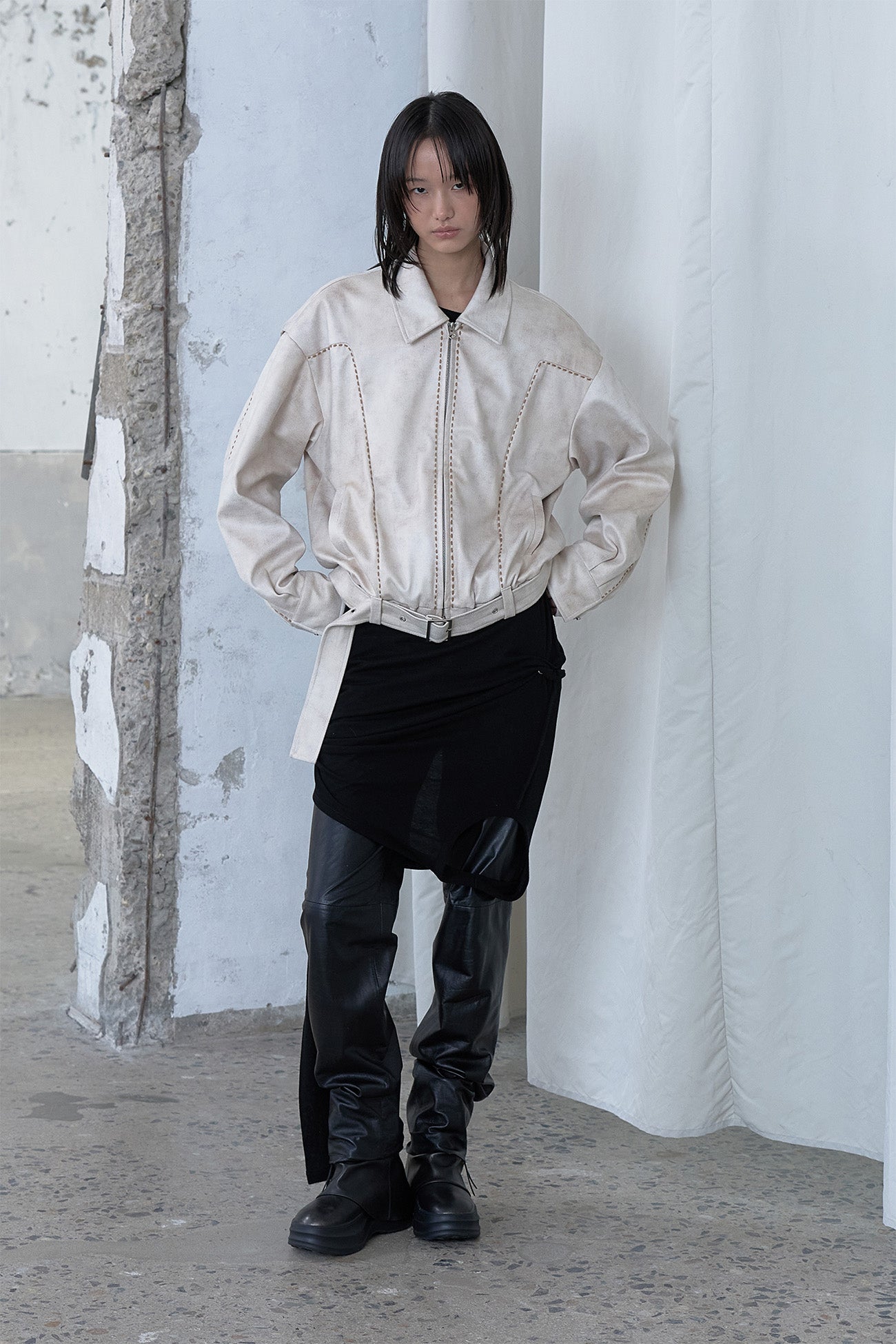 Deinet - Stitch Bomber Jumper (Ivory) product image 5 | TRAB K-Fashion Australia