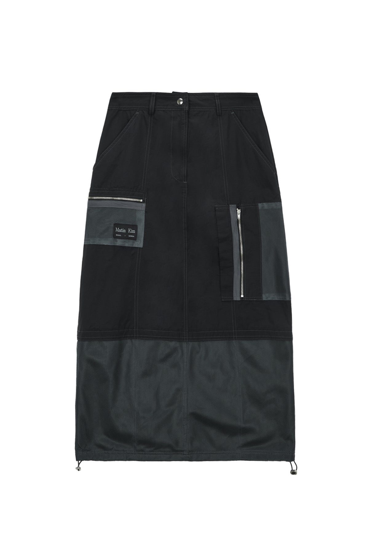 Matin Kim - Nylon Mix Pocket Maxi Skirt (Black) product image 1 | TRAB K-Fashion Australia