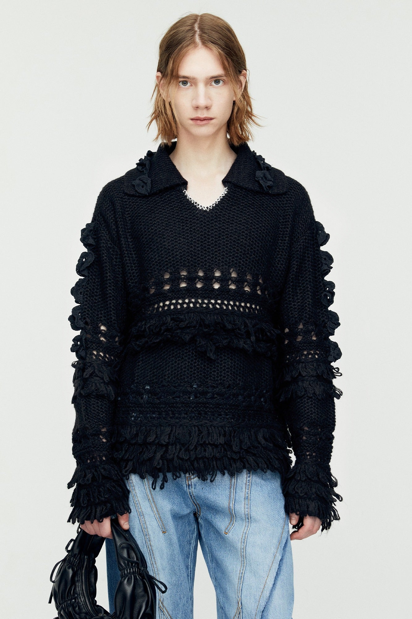 Andersson Bell - Loches Flower Polo Sweater (Black) product image 1 | TRAB K-Fashion Australia