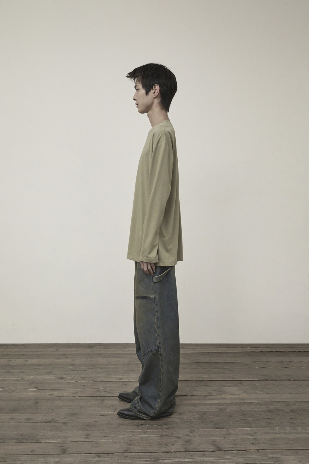 Matin Kim - Tuck Point Long Sleeve Top (Light Khaki) product image 6 | TRAB K-Fashion Australia