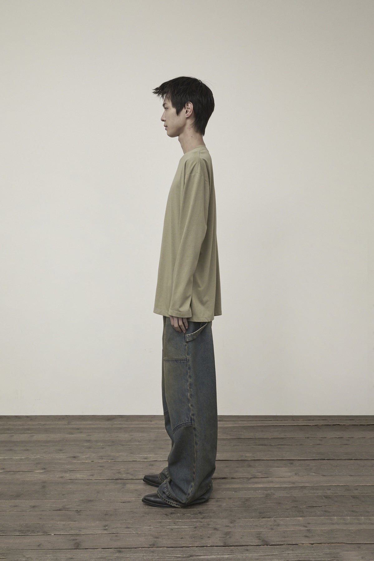 Matin Kim - Tuck Point Long Sleeve Top (Light Khaki) product image 6 | TRAB K-Fashion Australia