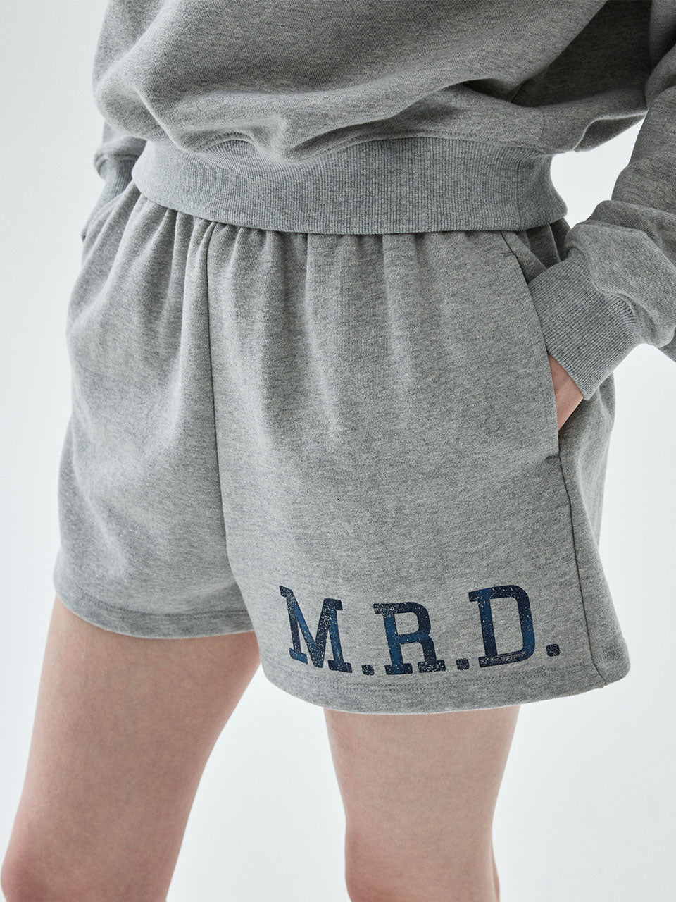 Mardi Mercredi - Sweat Shorts M.R.D. Serif Logo (Grey Navy) product image 1 | TRAB K-Fashion Australia