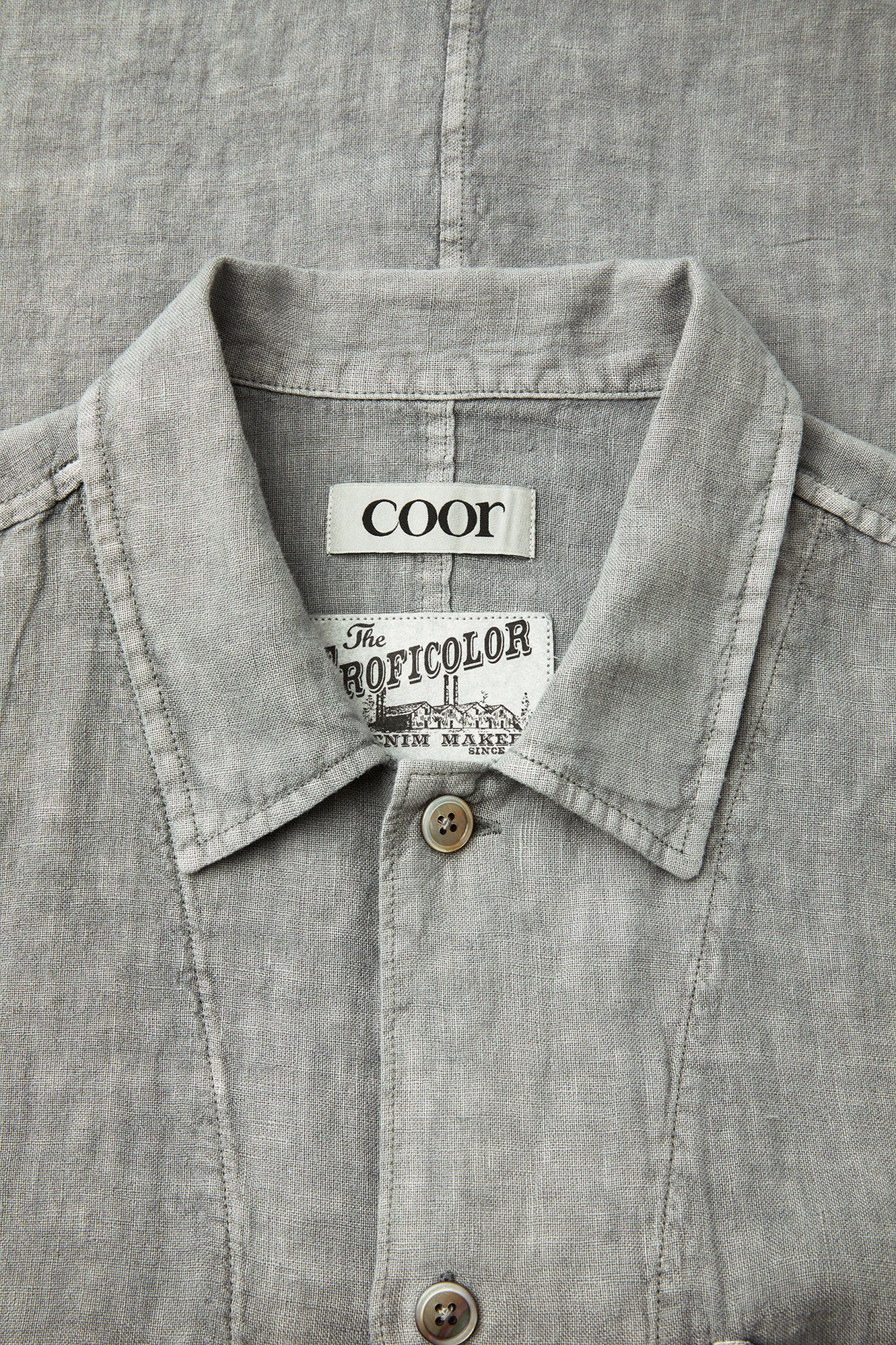 Coor - Linen Dyed Cropped Half Shirt (Washed Gray) product image 5 | TRAB K-Fashion Australia