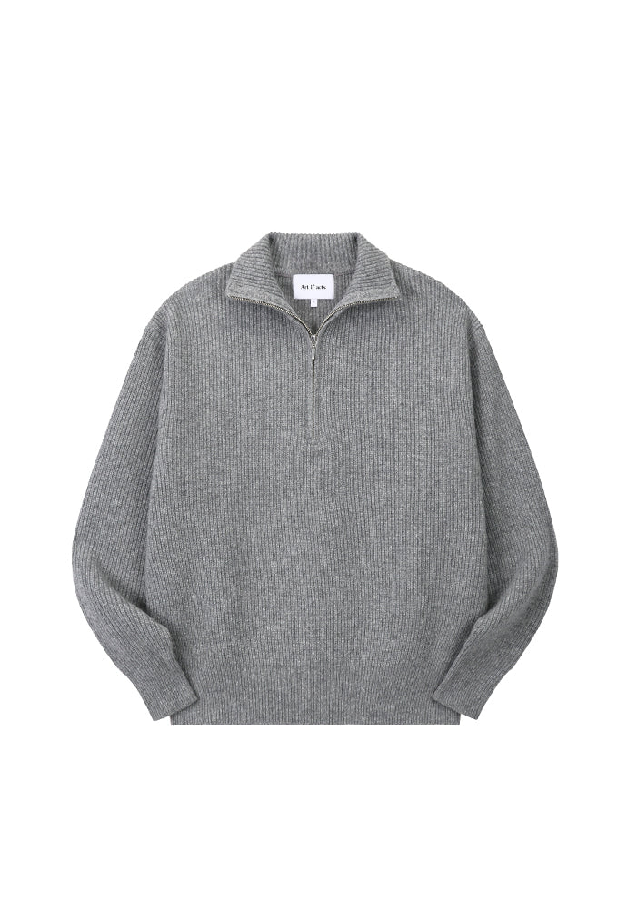 Art if acts - Half Zipup Turtle Neck Knit (Light Grey) product image 8 | TRAB K-Fashion Australia