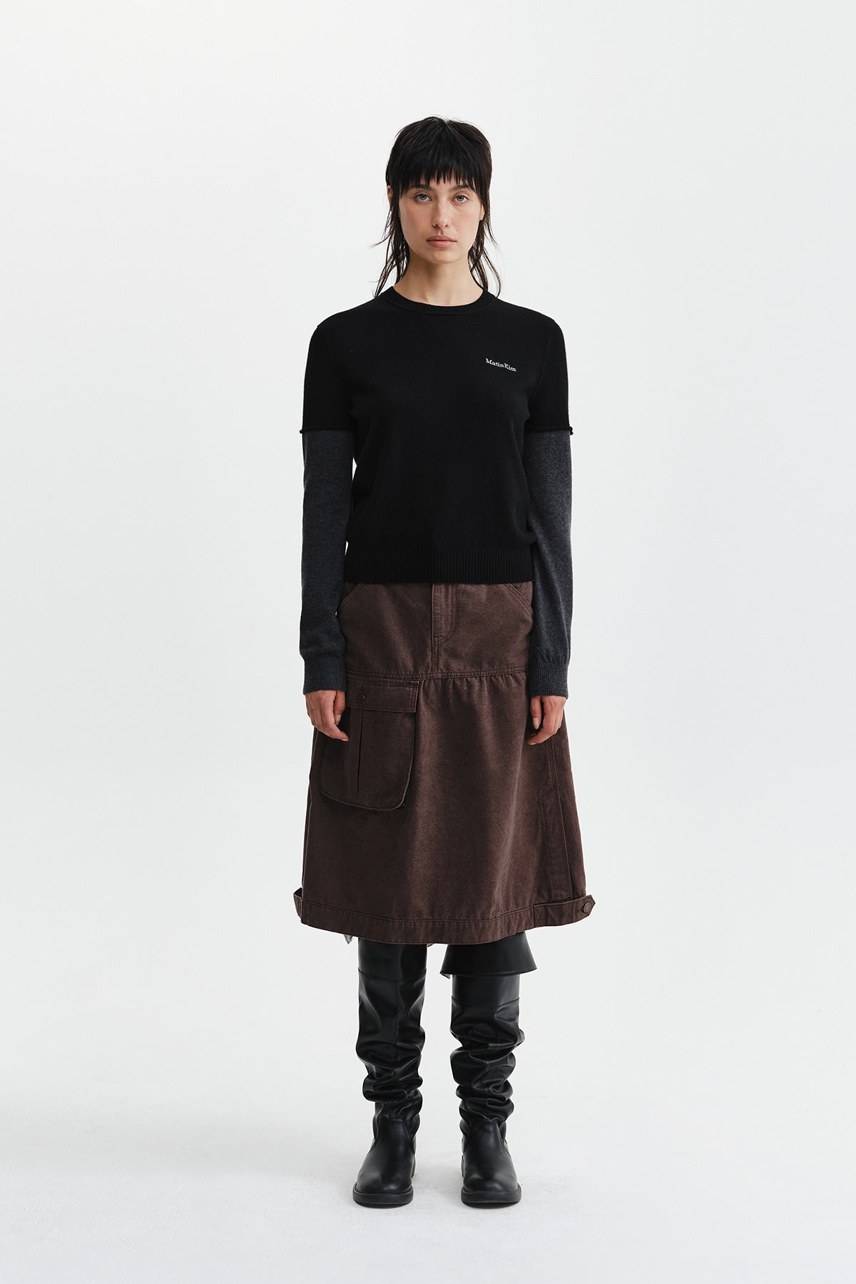 Matin Kim - Vintage Pocket Midi Skirt (Brown) product image 7 | TRAB K-Fashion Australia