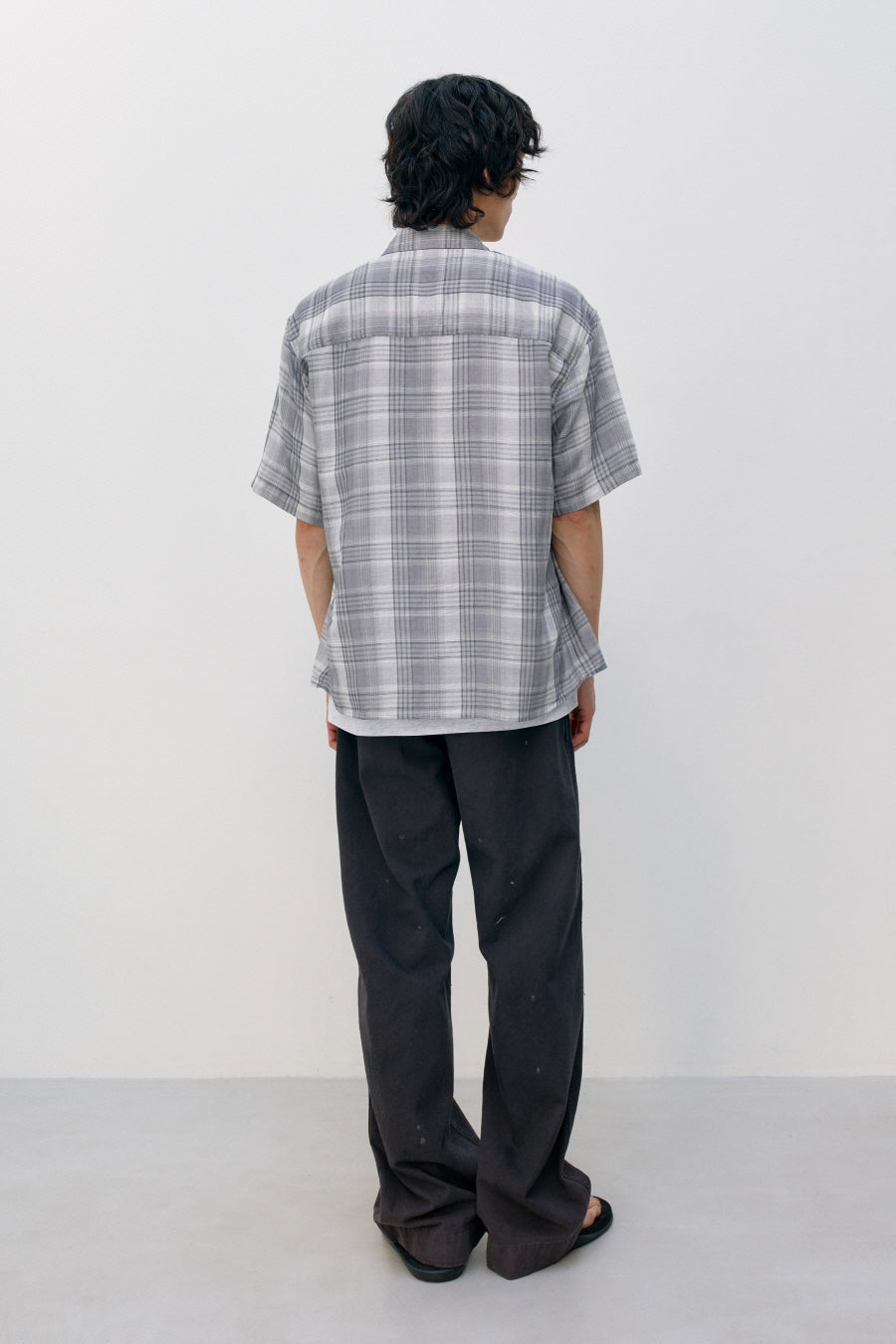 Insilence - Double Cloth Check Shirt (Grey) product image 4 | TRAB K-Fashion Australia