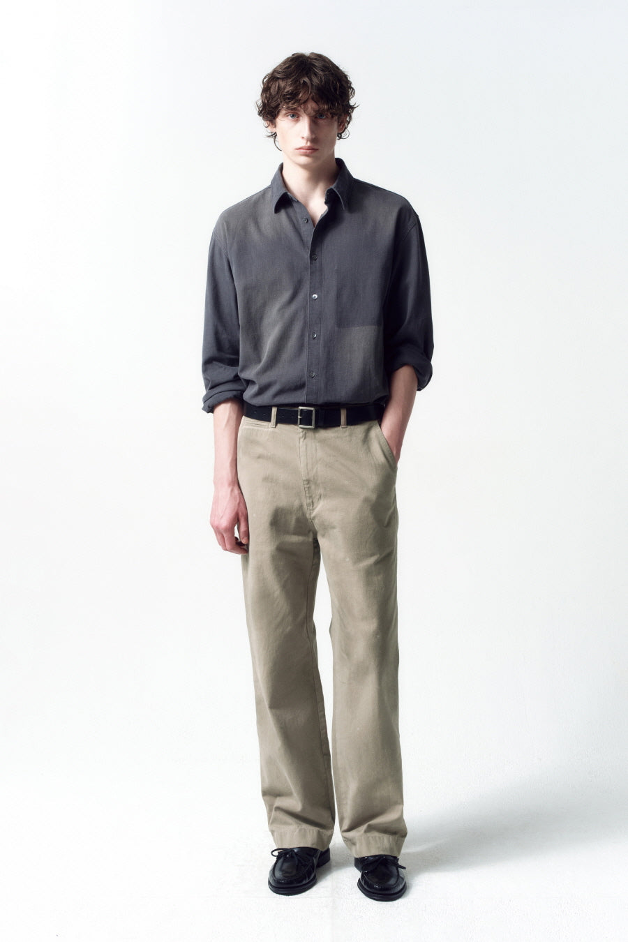 Insilence - Ghost Pocket Denim Shirt (Washed Grey) product image 1 | TRAB K-Fashion Australia