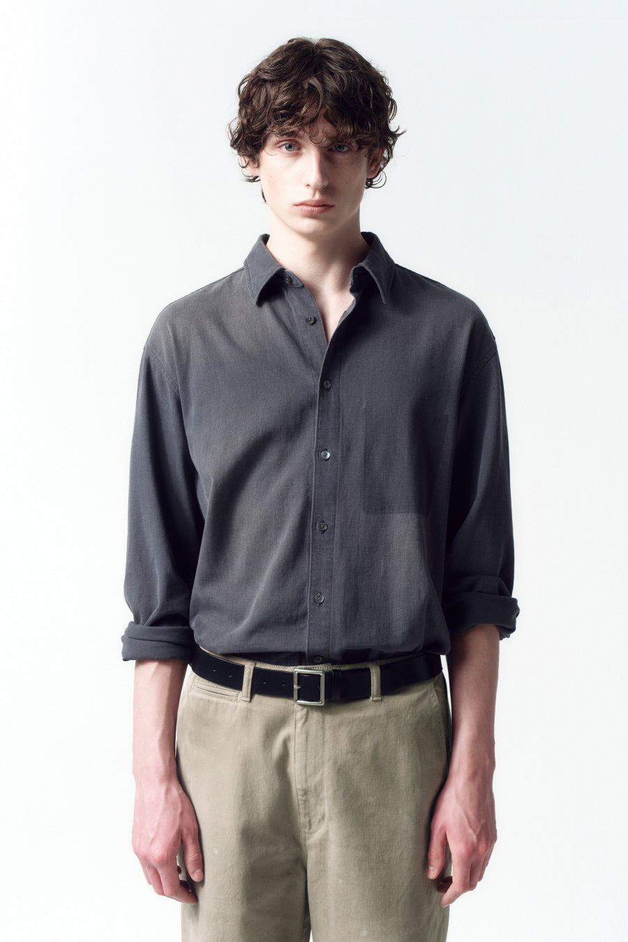Insilence - Ghost Pocket Denim Shirt (Washed Grey) product image 2 | TRAB K-Fashion Australia