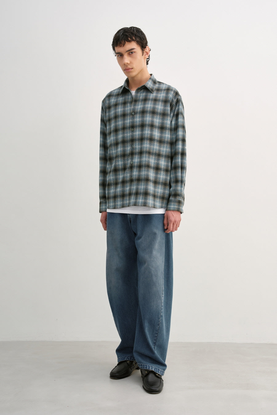 Insilence - Peach Check Shirt (Ash Blue) product image 6 | TRAB K-Fashion Australia