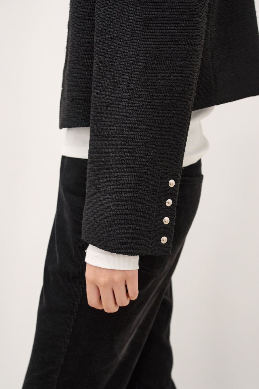 Insilence - Snap Detail Tweed Jacket (Black) product image 5 | TRAB K-Fashion Australia