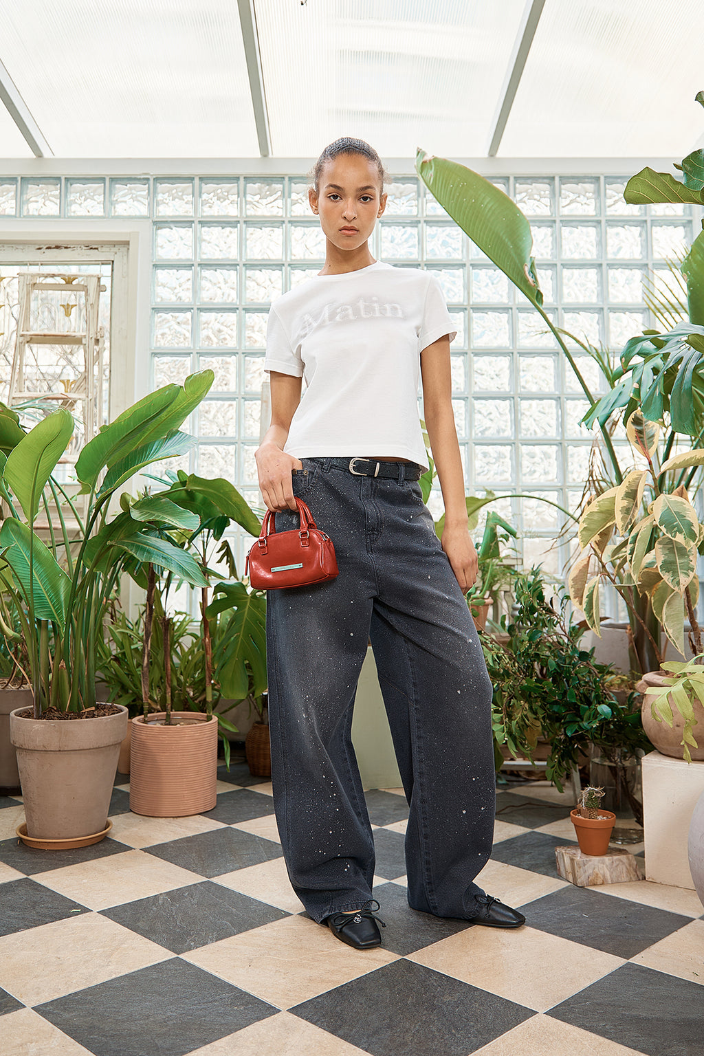Matin Kim - Back Line Point Soft Shiny Denim Pants (Navy) product image 11 | TRAB K-Fashion Australia