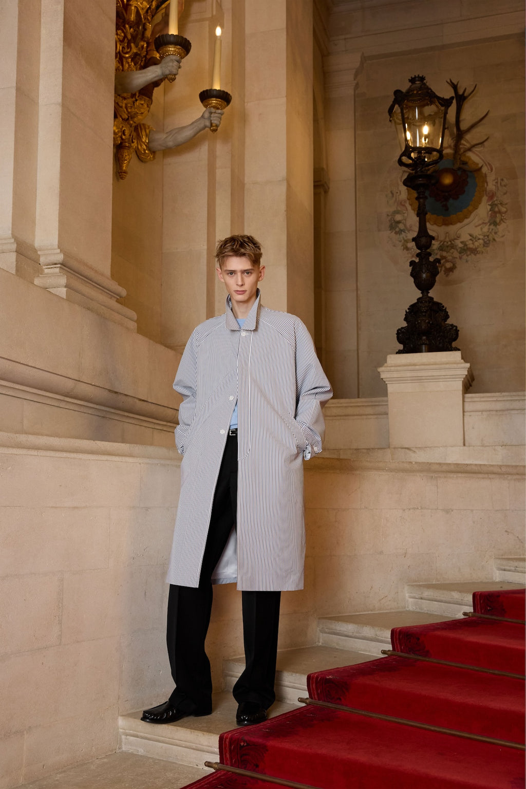 STU - Raglan Stripe Poplin Coat (White) product image 8 | TRAB K-Fashion Australia
