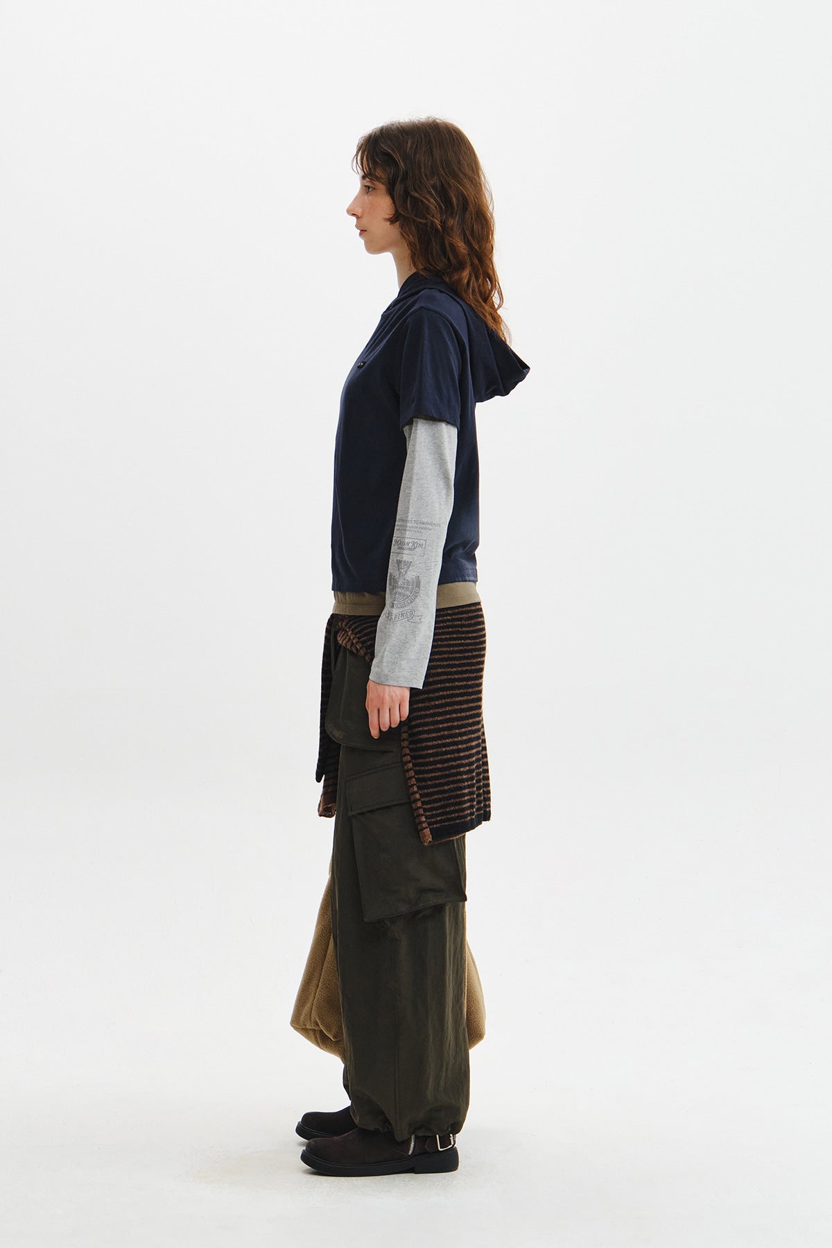 Matin Kim - Dust Washed Layered Hood Top (Navy) product image 8 | TRAB K-Fashion Australia
