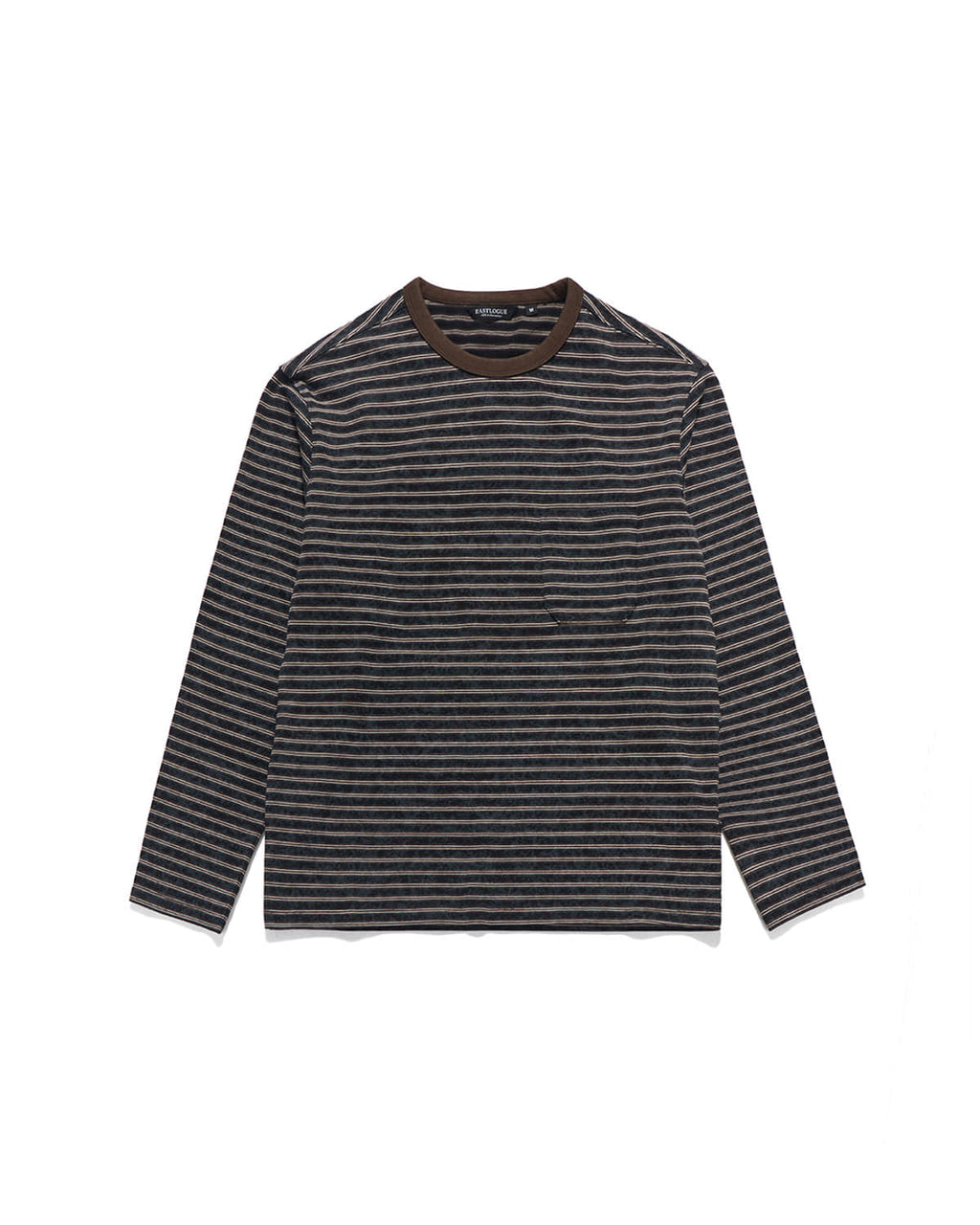 Eastlogue - Bleached Stripe Pocket L.s T-shirts (Navy & Brown Stripe) product image 5 | TRAB K-Fashion Australia
