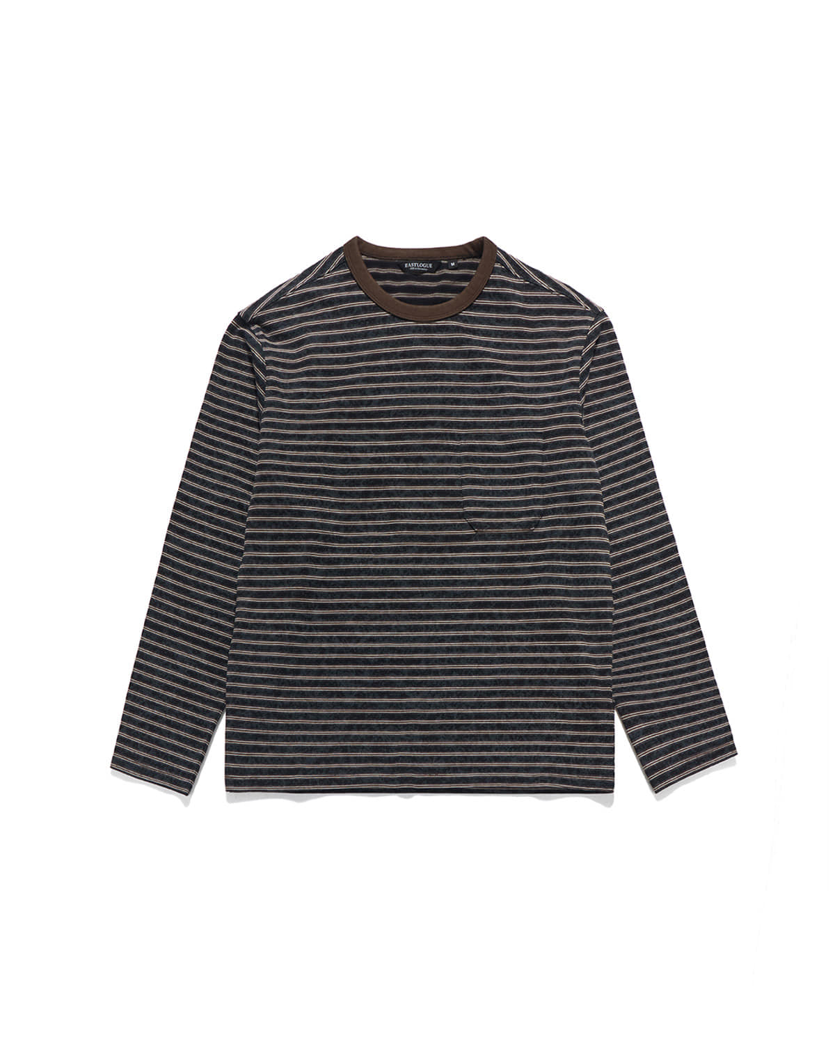 Eastlogue - Bleached Stripe Pocket L.s T-shirts (Navy & Brown Stripe) product image 5 | TRAB K-Fashion Australia