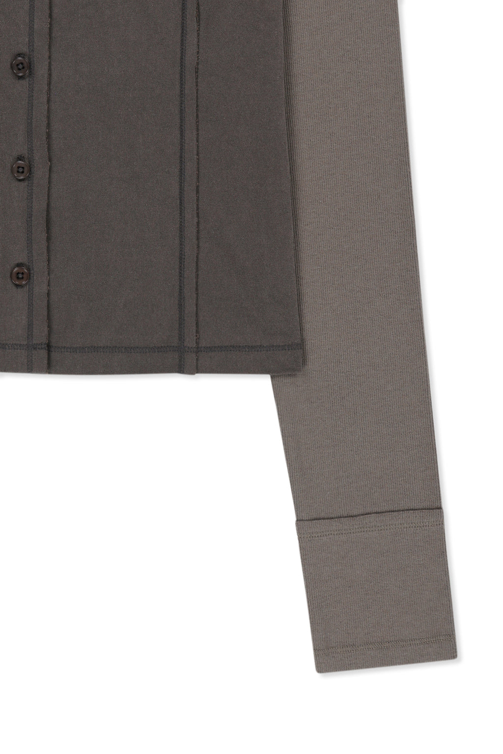 Matin Kim - Faded Color Block Layered Button Top (Cocoa) product image 4 | TRAB K-Fashion Australia