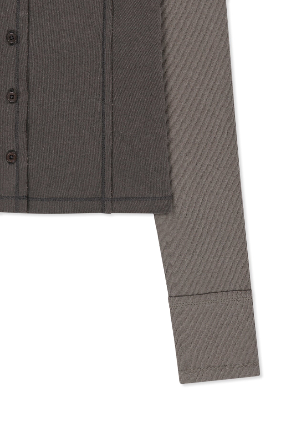 Matin Kim - Faded Color Block Layered Button Top (Cocoa) product image 4 | TRAB K-Fashion Australia