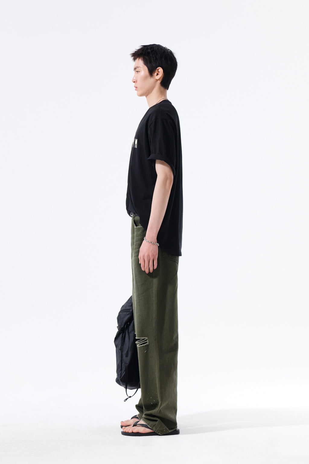 Matin Kim - Distressed Denim Pants (Khaki) product image 7 | TRAB K-Fashion Australia