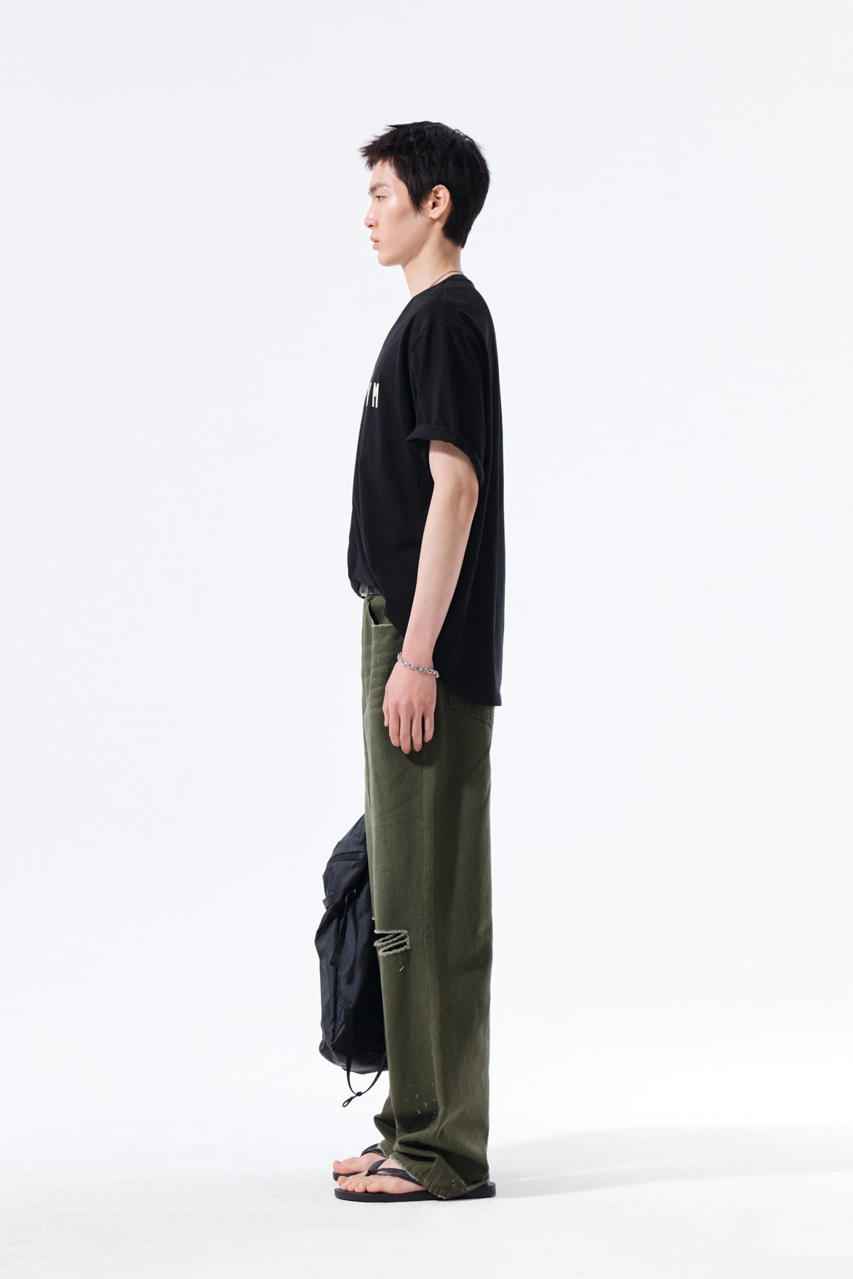 Matin Kim - Distressed Denim Pants (Khaki) product image 7 | TRAB K-Fashion Australia