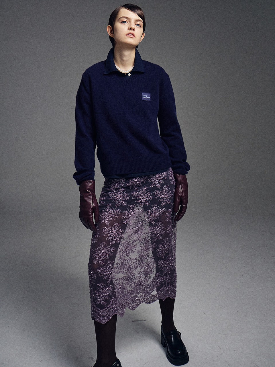 Mardi Mercredi - Sequin Layered Skirt Lace (Violet) product image 1 | TRAB K-Fashion Australia