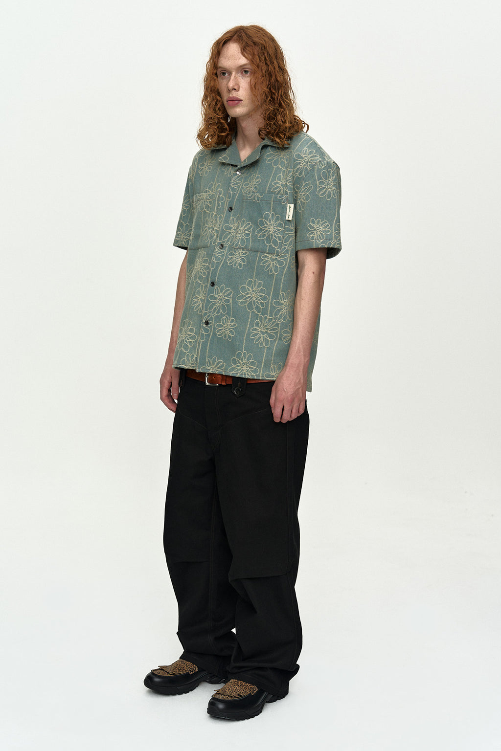Andersson Bell - Flower Embroidery Open Collar Shirt (Blue) product image 3 | TRAB K-Fashion Australia