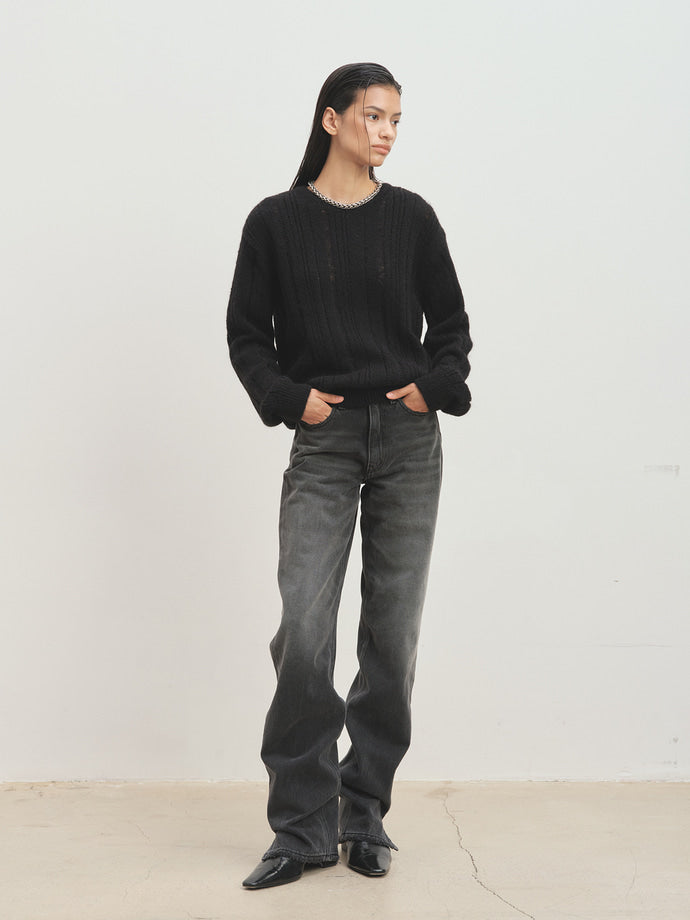 Tonywack - Kid Mohair Distressed Ribbed Sweater (Black) product image 8 | TRAB K-Fashion Australia