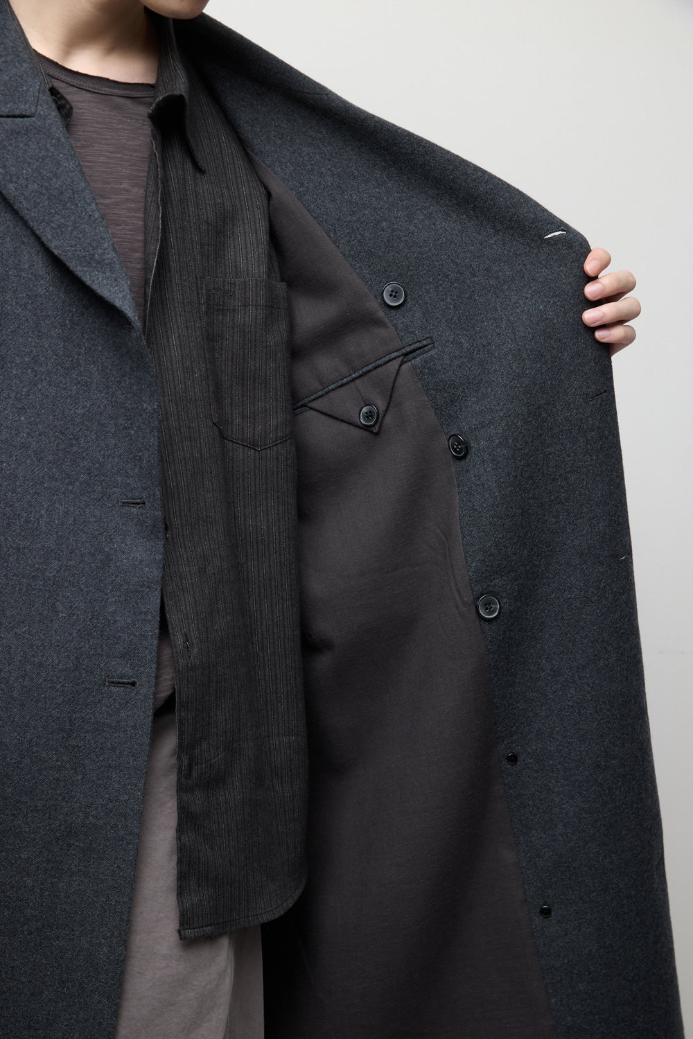 Hatchingroom - Darted Double Breasted Coat (Charcoal) product image 16 | TRAB K-Fashion Australia