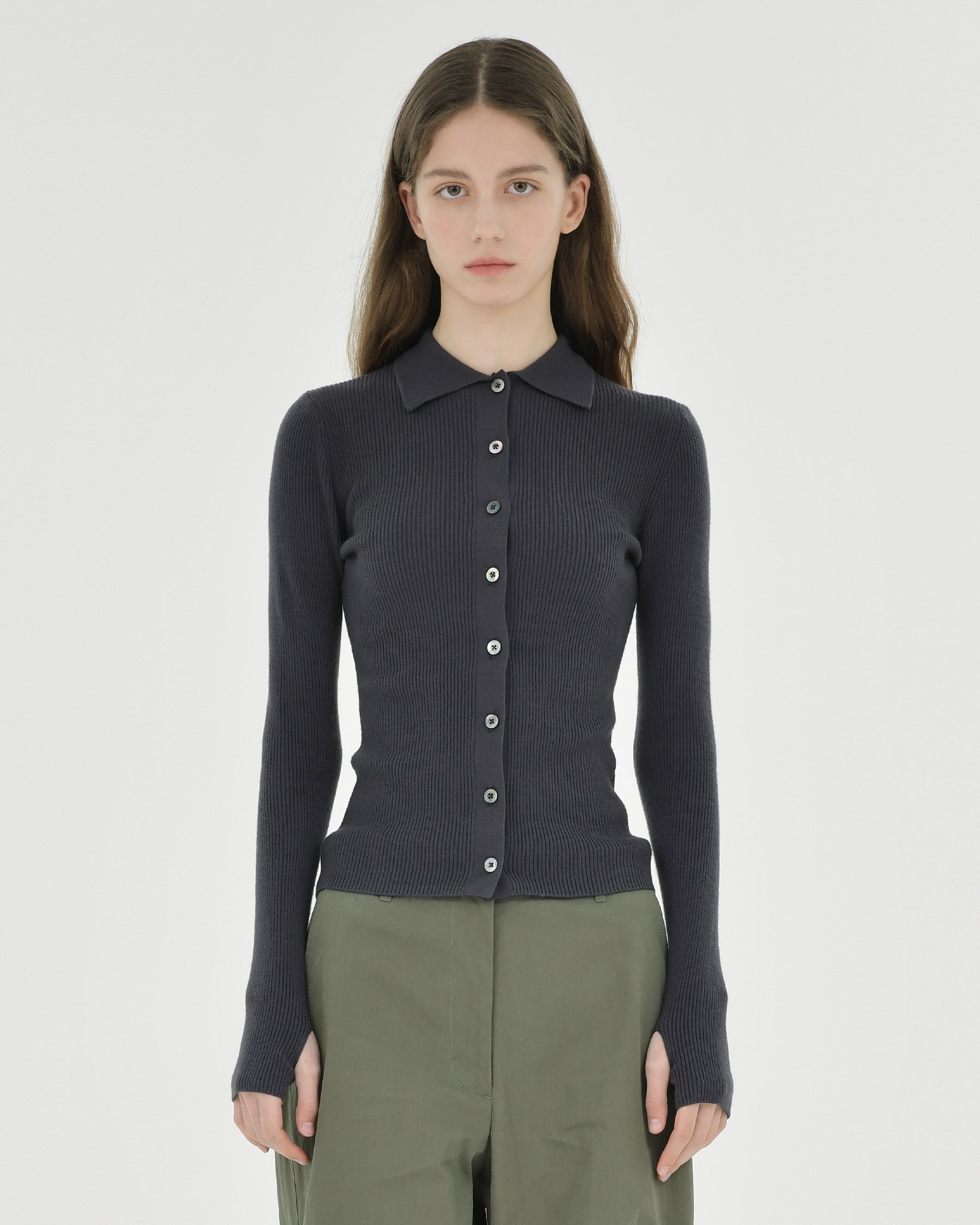 Brownyard - Collar Cardigan (Charcoal) product image 1 | TRAB K-Fashion Australia