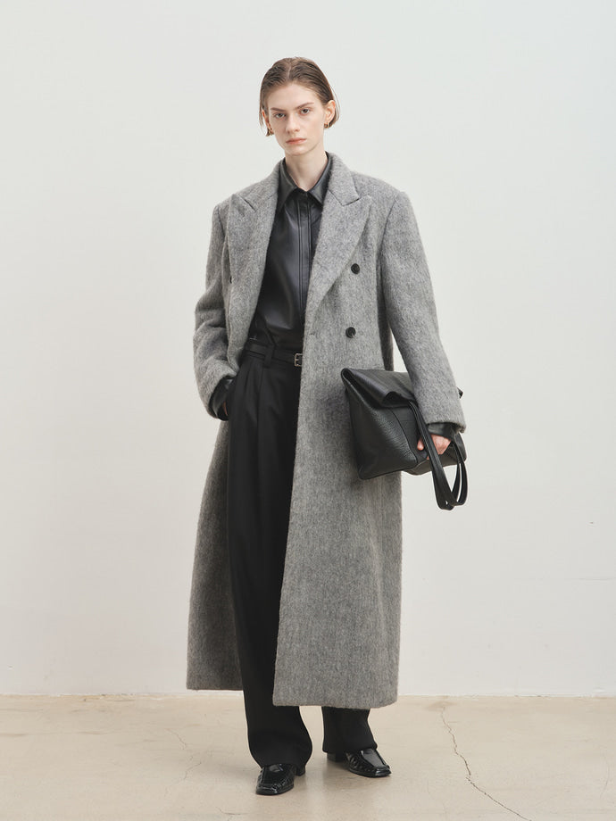 Tonywack - Soft Wool Alpaca Double-Breasted Coat (Melange Grey) product image 1 | TRAB K-Fashion Australia