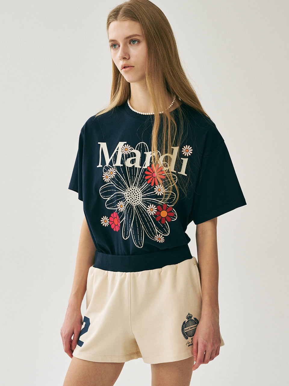 Mardi Mercredi - [Pre-Order – Ships June 26] Tshirt Flowermardi Blossom (Navy Ivory) product image 1 | TRAB K-Fashion Australia