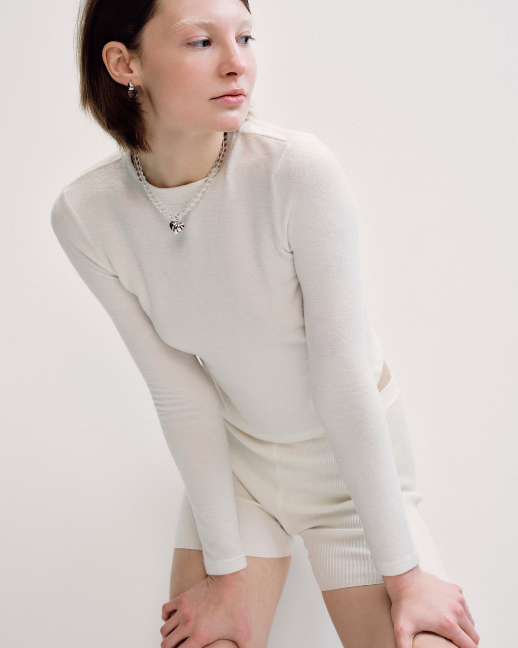 Numbering - Clear Quartz Necklace with Wavy Heart Pendant #5777 product image 2 | TRAB K-Fashion Australia