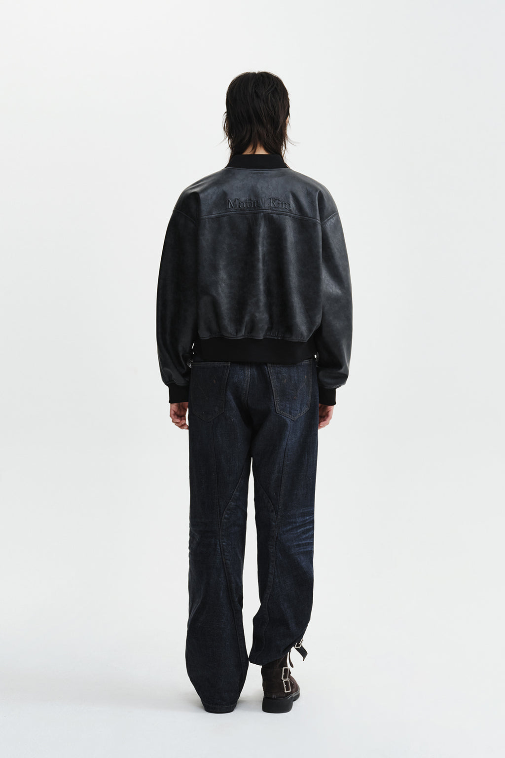 Matin Kim - Faux Leather Rib Collar Blouson (Black) product image 8 | TRAB K-Fashion Australia